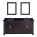 Victoria 72" Double Bathroom Vanity in Espresso with Black Galaxy Granite Top and Round Sink with Mirrors - B07D3YP799